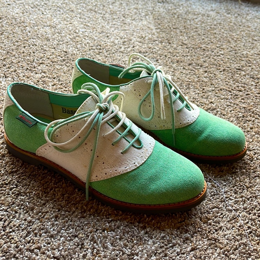 Green and white Oxfords